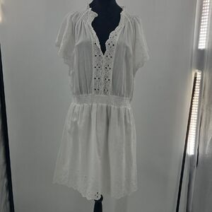 H&M White Dress With Lace And  Eyelet Detail NWT